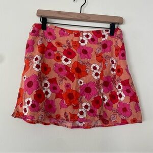 Urban Outfitters Floral Pink and Red Women's Skirt Size M